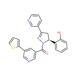 O=C(c1cncc(-c2cccs2)c1)N1N=C(c2cccnc2)C[C@H]1c1ccccc1O ZINC000071294934