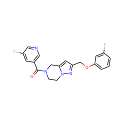 O=C(c1cncc(F)c1)N1CCn2nc(COc3cccc(F)c3)cc2C1 ZINC000168077569