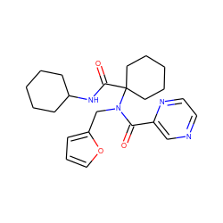 O=C(c1cnccn1)N(Cc1ccco1)C1(C(=O)NC2CCCCC2)CCCCC1 ZINC000003626029