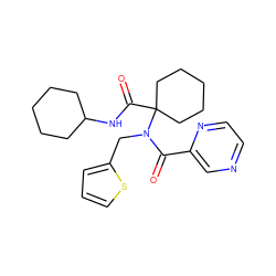 O=C(c1cnccn1)N(Cc1cccs1)C1(C(=O)NC2CCCCC2)CCCCC1 ZINC000002457473