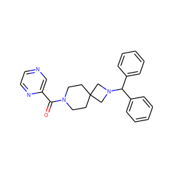 O=C(c1cnccn1)N1CCC2(CC1)CN(C(c1ccccc1)c1ccccc1)C2 ZINC000003955819