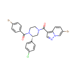 O=C(c1cnn2cc(Br)ccc12)N1CCN(C(=O)c2ccc(Br)cc2)[C@@H](c2ccc(Cl)cc2)C1 ZINC001772572731