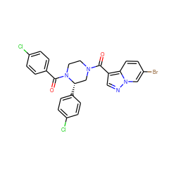 O=C(c1cnn2cc(Br)ccc12)N1CCN(C(=O)c2ccc(Cl)cc2)[C@@H](c2ccc(Cl)cc2)C1 ZINC001772585960