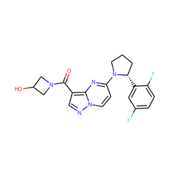 O=C(c1cnn2ccc(N3CCC[C@@H]3c3cc(F)ccc3F)nc12)N1CC(O)C1 ZINC000169704139