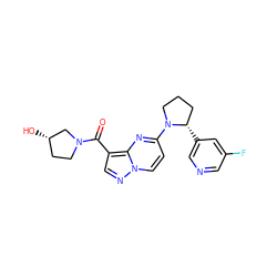 O=C(c1cnn2ccc(N3CCC[C@@H]3c3cncc(F)c3)nc12)N1CC[C@H](O)C1 ZINC000169704217