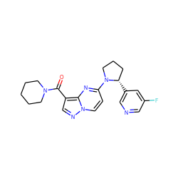 O=C(c1cnn2ccc(N3CCC[C@@H]3c3cncc(F)c3)nc12)N1CCCCC1 ZINC000169704223