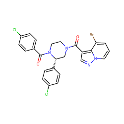 O=C(c1cnn2cccc(Br)c12)N1CCN(C(=O)c2ccc(Cl)cc2)[C@@H](c2ccc(Cl)cc2)C1 ZINC001772617479