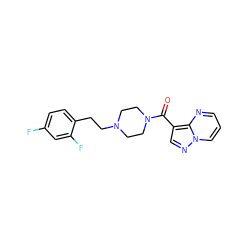 O=C(c1cnn2cccnc12)N1CCN(CCc2ccc(F)cc2F)CC1 ZINC000073294414