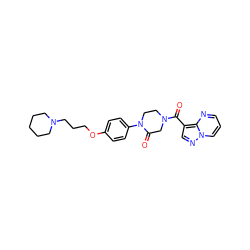 O=C(c1cnn2cccnc12)N1CCN(c2ccc(OCCCN3CCCCC3)cc2)C(=O)C1 ZINC000028870245