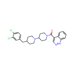 O=C(c1cnnc2ccccc12)N1CCC(N2CCC(Cc3ccc(Cl)c(Cl)c3)CC2)CC1 ZINC000028331226