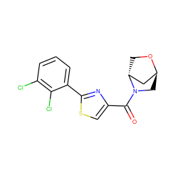 O=C(c1csc(-c2cccc(Cl)c2Cl)n1)N1C[C@H]2C[C@H]1CO2 ZINC001772580501