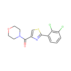 O=C(c1csc(-c2cccc(Cl)c2Cl)n1)N1CCOCC1 ZINC001772577603