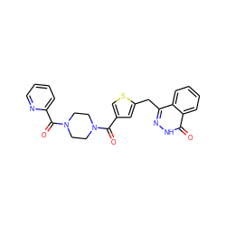 O=C(c1csc(Cc2n[nH]c(=O)c3ccccc23)c1)N1CCN(C(=O)c2ccccn2)CC1 ZINC000299832080