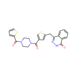 O=C(c1csc(Cc2n[nH]c(=O)c3ccccc23)c1)N1CCN(C(=O)c2cccs2)CC1 ZINC000299833581