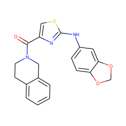 O=C(c1csc(Nc2ccc3c(c2)OCO3)n1)N1CCc2ccccc2C1 ZINC000096283025