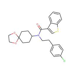 O=C(c1csc2ccccc12)N(CCc1ccc(Cl)cc1)C1CCC2(CC1)OCCO2 ZINC000040936855