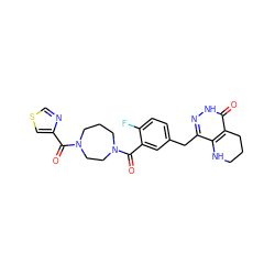 O=C(c1cscn1)N1CCCN(C(=O)c2cc(Cc3n[nH]c(=O)c4c3NCCC4)ccc2F)CC1 ZINC000140413034