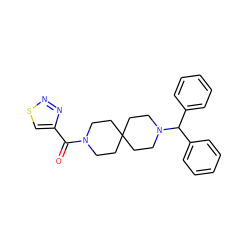 O=C(c1csnn1)N1CCC2(CC1)CCN(C(c1ccccc1)c1ccccc1)CC2 ZINC000003956173