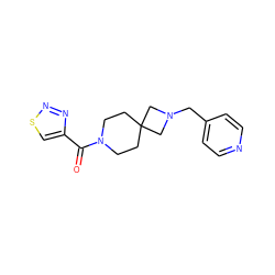 O=C(c1csnn1)N1CCC2(CC1)CN(Cc1ccncc1)C2 ZINC000003956266