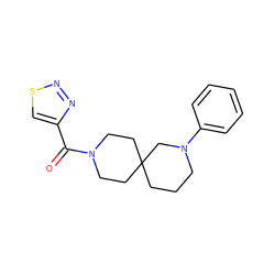 O=C(c1csnn1)N1CCC2(CCCN(c3ccccc3)C2)CC1 ZINC000003956155