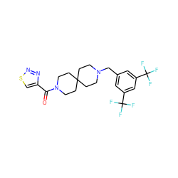 O=C(c1csnn1)N1CCC2(CCN(Cc3cc(C(F)(F)F)cc(C(F)(F)F)c3)CC2)CC1 ZINC000004238001