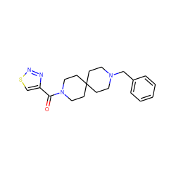 O=C(c1csnn1)N1CCC2(CCN(Cc3ccccc3)CC2)CC1 ZINC000003956189