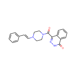 O=C(c1n[nH]c(=O)c2ccccc12)N1CCN(/C=C/c2ccccc2)CC1 ZINC000103230307