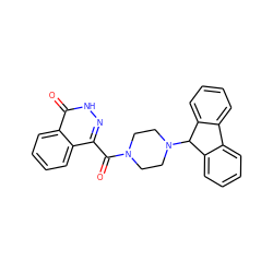 O=C(c1n[nH]c(=O)c2ccccc12)N1CCN(C2c3ccccc3-c3ccccc32)CC1 ZINC000021548728