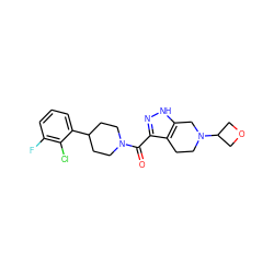 O=C(c1n[nH]c2c1CCN(C1COC1)C2)N1CCC(c2cccc(F)c2Cl)CC1 ZINC001772597953