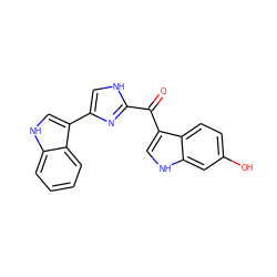 O=C(c1nc(-c2c[nH]c3ccccc23)c[nH]1)c1c[nH]c2cc(O)ccc12 ZINC000004770290