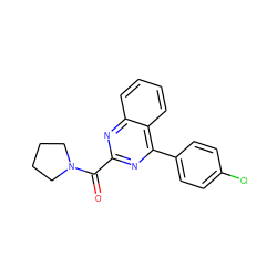 O=C(c1nc(-c2ccc(Cl)cc2)c2ccccc2n1)N1CCCC1 ZINC000084690723