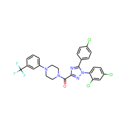 O=C(c1nc(-c2ccc(Cl)cc2)n(-c2ccc(Cl)cc2Cl)n1)N1CCN(c2cccc(C(F)(F)F)c2)CC1 ZINC000036294699