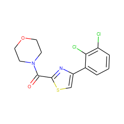 O=C(c1nc(-c2cccc(Cl)c2Cl)cs1)N1CCOCC1 ZINC001772653990