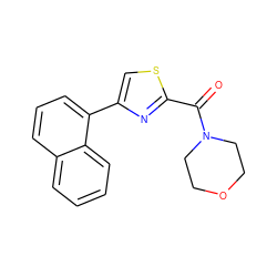 O=C(c1nc(-c2cccc3ccccc23)cs1)N1CCOCC1 ZINC001772623646