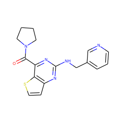 O=C(c1nc(NCc2cccnc2)nc2ccsc12)N1CCCC1 ZINC000048999707