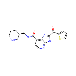 O=C(c1nc2c(C(=O)NC[C@@H]3CCCNC3)ccnc2[nH]1)c1cccs1 ZINC000143725465