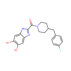 O=C(c1nc2cc(O)c(O)cc2[nH]1)N1CCC(Cc2ccc(F)cc2)CC1 ZINC000036294476