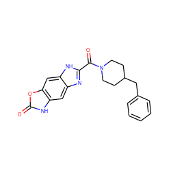 O=C(c1nc2cc3[nH]c(=O)oc3cc2[nH]1)N1CCC(Cc2ccccc2)CC1 ZINC000028604137