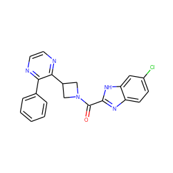 O=C(c1nc2ccc(Cl)cc2[nH]1)N1CC(c2nccnc2-c2ccccc2)C1 ZINC000140147380