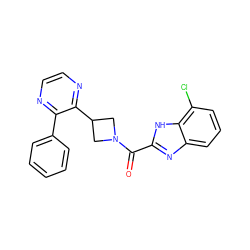 O=C(c1nc2cccc(Cl)c2[nH]1)N1CC(c2nccnc2-c2ccccc2)C1 ZINC000140194504