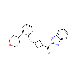 O=C(c1nc2ccccc2[nH]1)C1CC(Oc2ncccc2C2CCOCC2)C1 ZINC000144043335