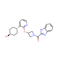 O=C(c1nc2ccccc2[nH]1)N1CC(Oc2ncccc2[C@H]2CC[C@H](O)CC2)C1 ZINC000146326686