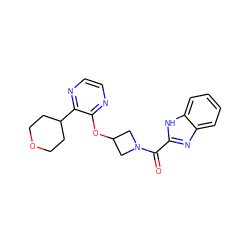 O=C(c1nc2ccccc2[nH]1)N1CC(Oc2nccnc2C2CCOCC2)C1 ZINC000096168919