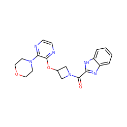 O=C(c1nc2ccccc2[nH]1)N1CC(Oc2nccnc2N2CCOCC2)C1 ZINC000096168757