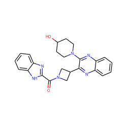 O=C(c1nc2ccccc2[nH]1)N1CC(c2nc3ccccc3nc2N2CCC(O)CC2)C1 ZINC000140124604