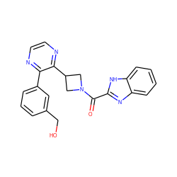 O=C(c1nc2ccccc2[nH]1)N1CC(c2nccnc2-c2cccc(CO)c2)C1 ZINC000140225797