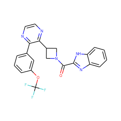 O=C(c1nc2ccccc2[nH]1)N1CC(c2nccnc2-c2cccc(OC(F)(F)F)c2)C1 ZINC000145731351