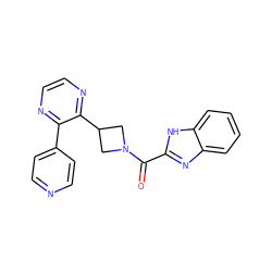 O=C(c1nc2ccccc2[nH]1)N1CC(c2nccnc2-c2ccncc2)C1 ZINC000140224332