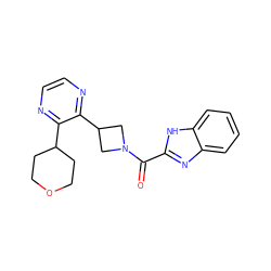 O=C(c1nc2ccccc2[nH]1)N1CC(c2nccnc2C2CCOCC2)C1 ZINC000144820510