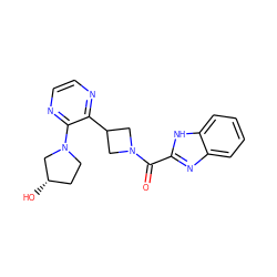 O=C(c1nc2ccccc2[nH]1)N1CC(c2nccnc2N2CC[C@H](O)C2)C1 ZINC000139825159